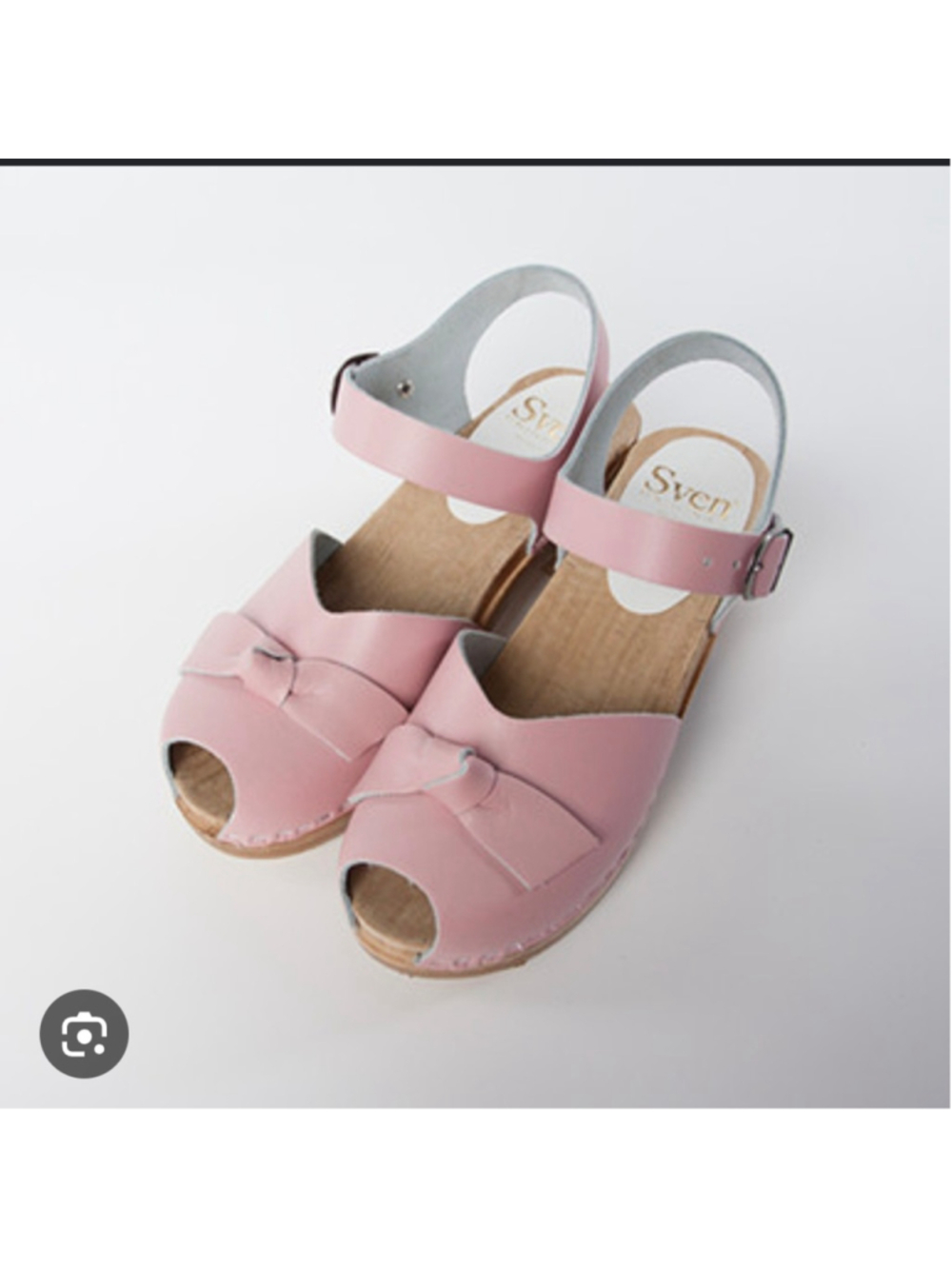Women's Sven Clog Sandals Size 8 Pink Bow Leather Wood Sole
